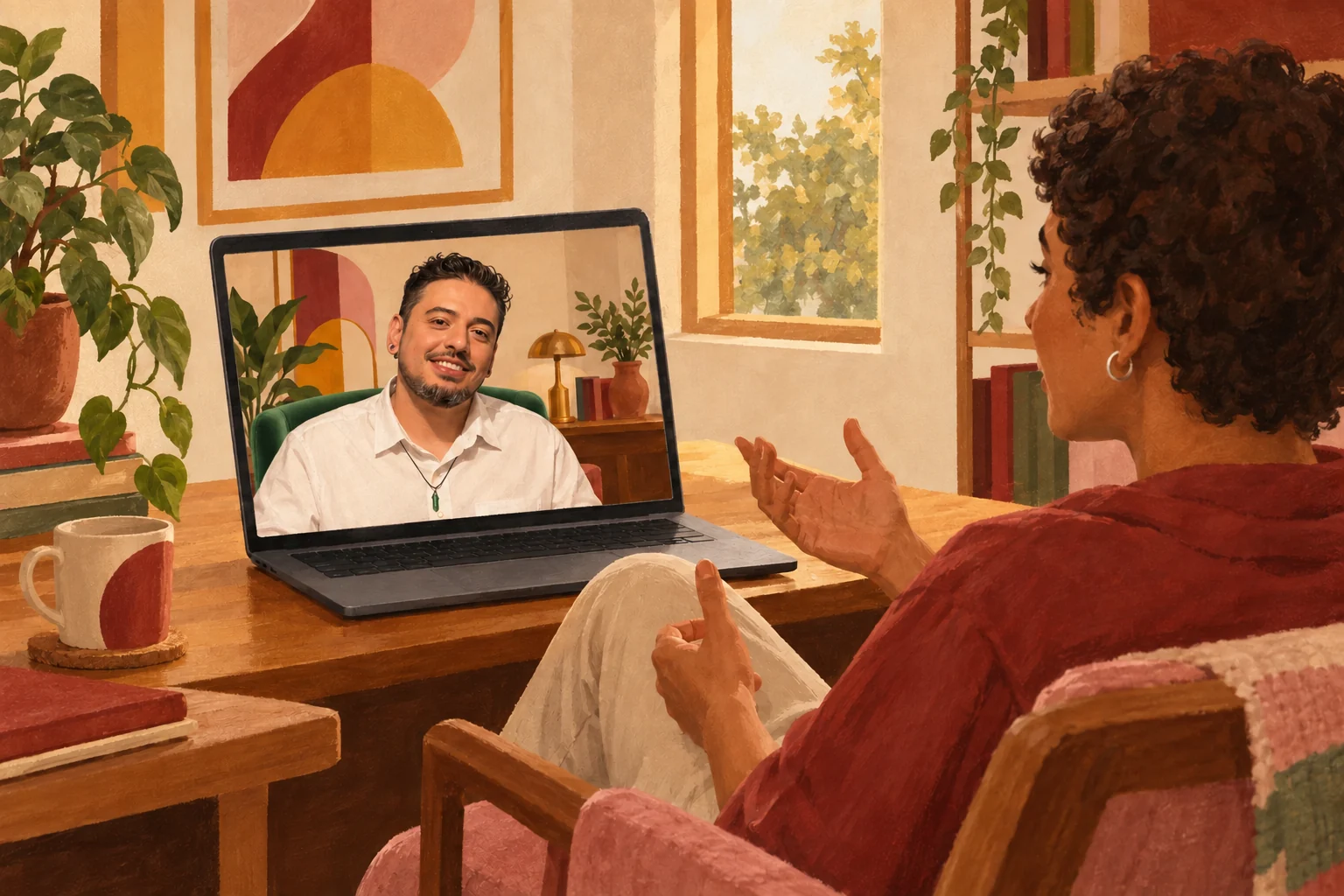 Ilustração do serviço de Psicoterapia Online.